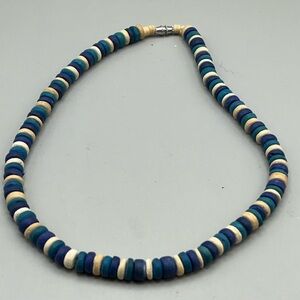 Blue and White Beaded Necklace